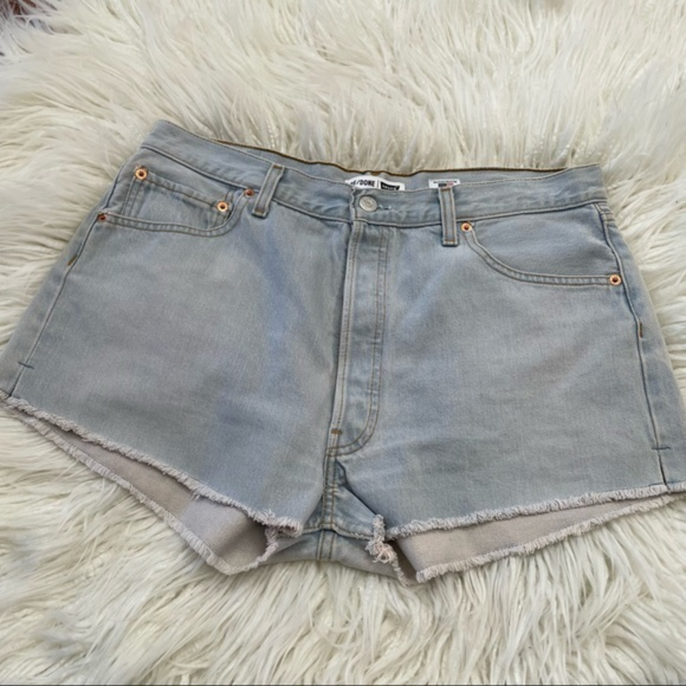 Re/done Levi’s cut off denim jean shirts light‎ wash cotton size 31